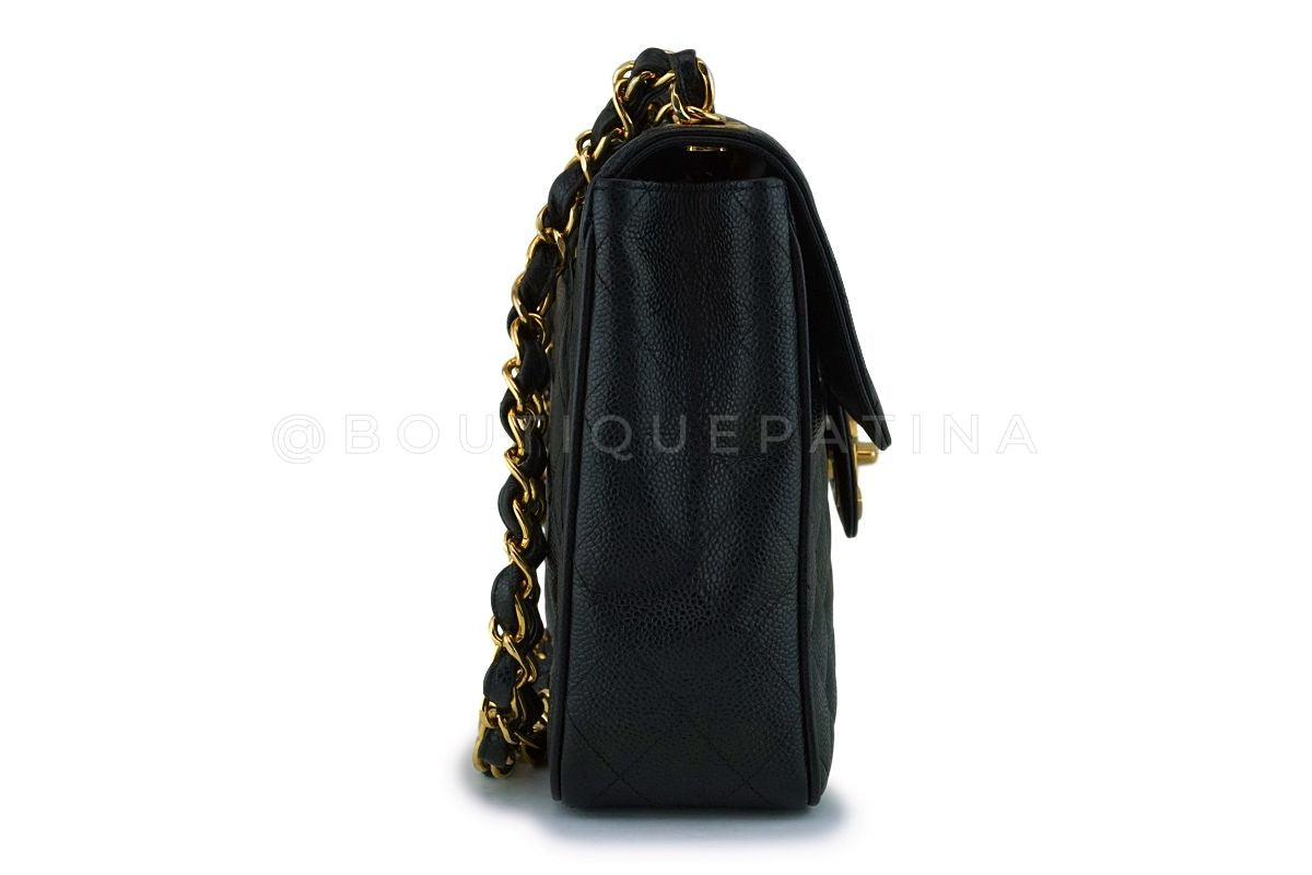 Chanel Vintage Black Caviar Jumbo Classic Flap Bag 24k GHW