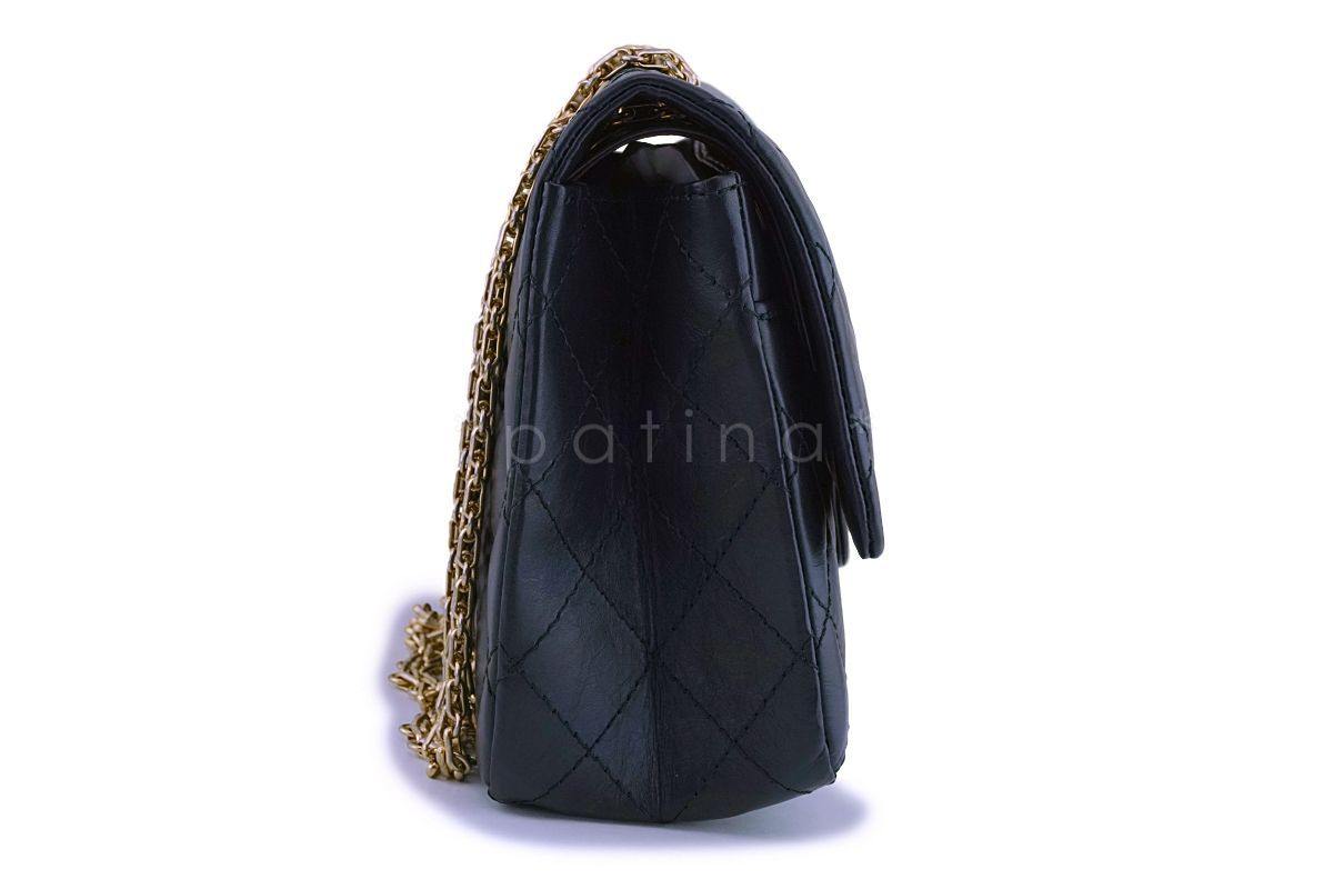 Chanel Black Aged Calfskin 226 Reissue 2.55 Classic Double Flap Bag GHW