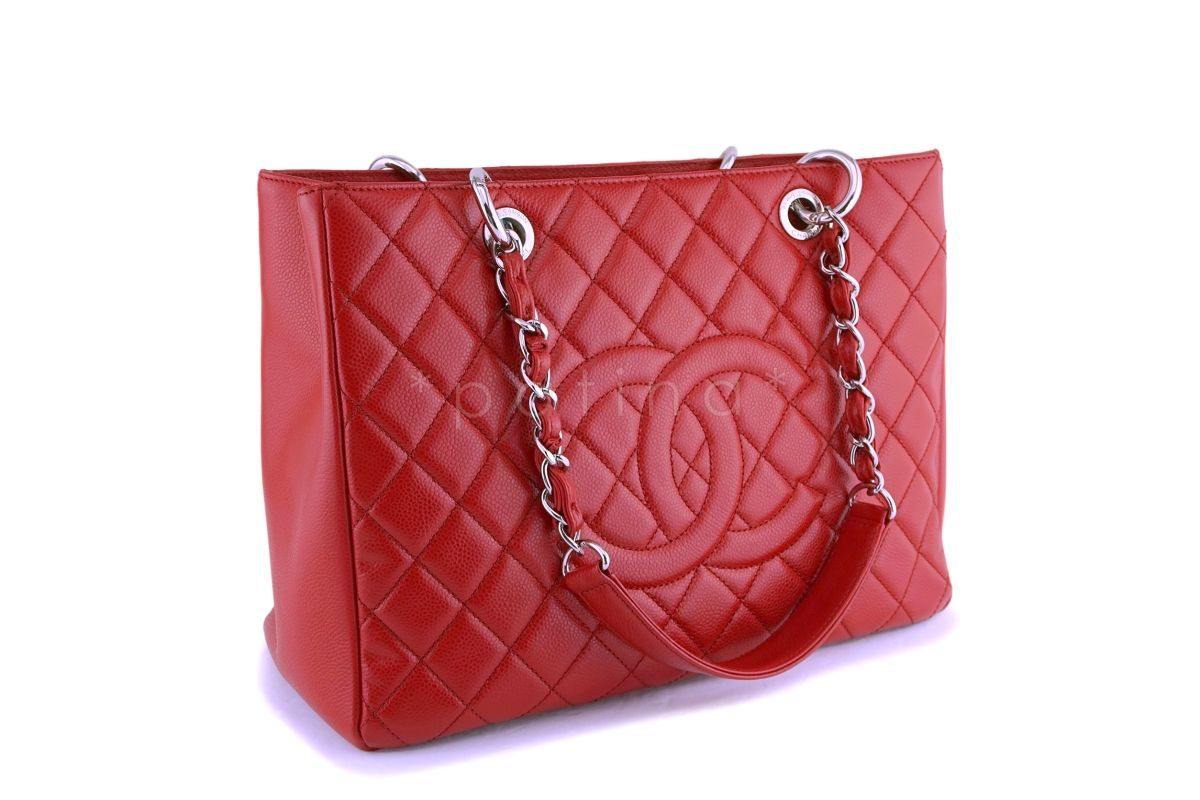 Chanel Red Caviar Grand Shopper Tote GST Bag SHW
