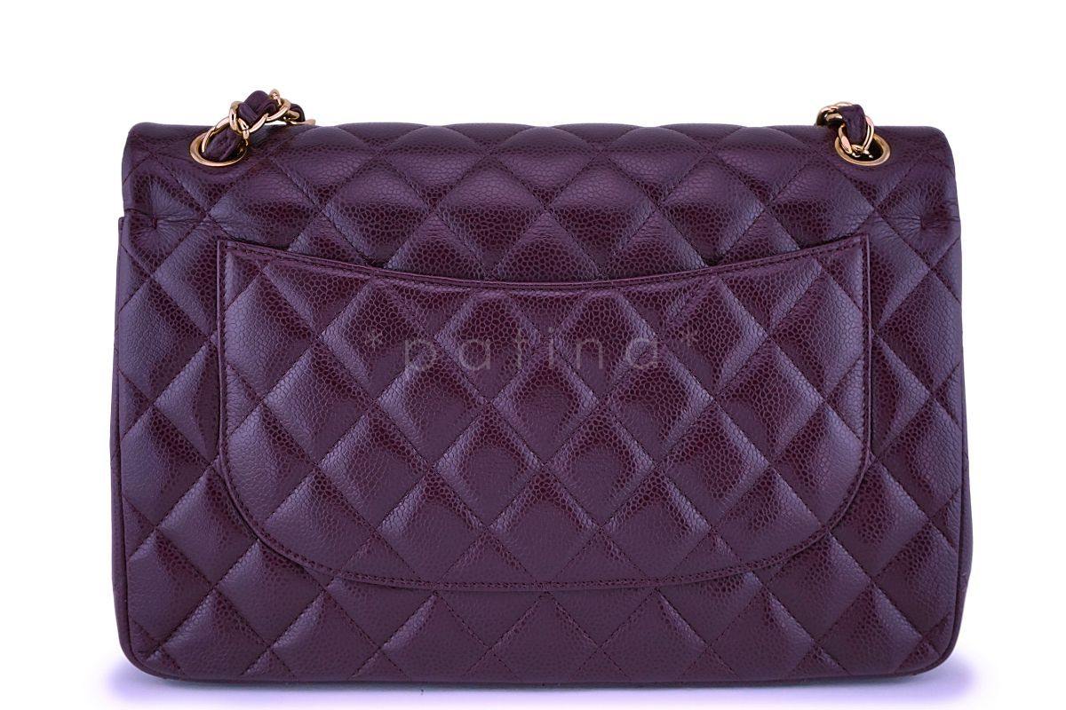 Chanel Burgundy Wine Caviar Jumbo Classic Double Flap Bag GHW 4CW