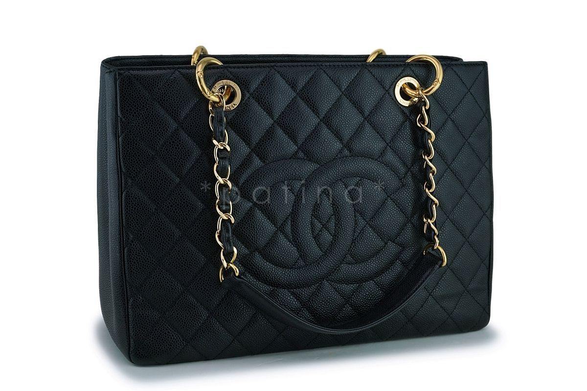 Chanel Black Caviar Classic Grand Shopper GST Tote Bag GHW