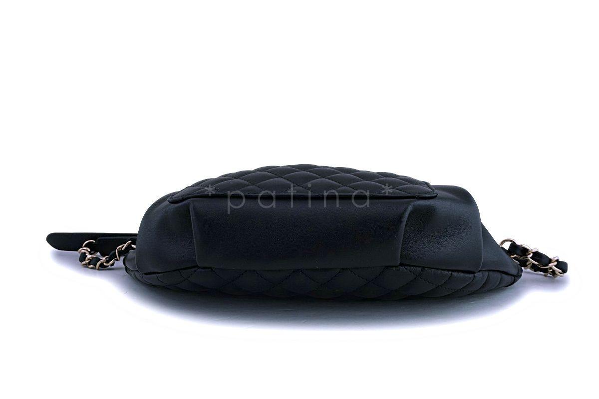 NIB Chanel Black Calfskin "Pocket" Banane Fanny Pack Belt Waist Bag GHW