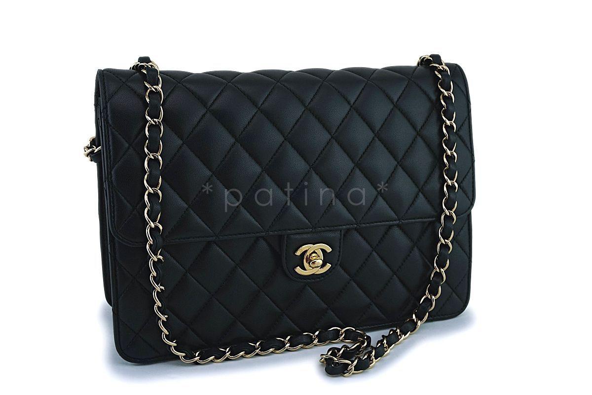 Chanel Vintage Black Lambskin Timeless Classic Clutch on Chain Flap Bag 24k GHW