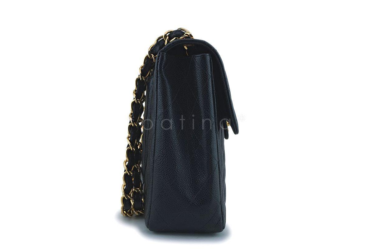 Chanel Vintage Black Caviar Jumbo Classic Flap Bag 24k GHW