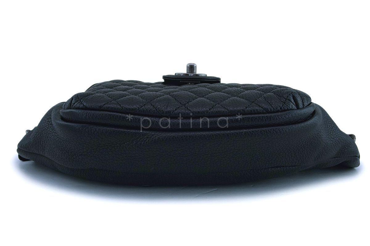 Chanel Black Grained Calfskin Quilted Classic Fanny Pack Bag RHW