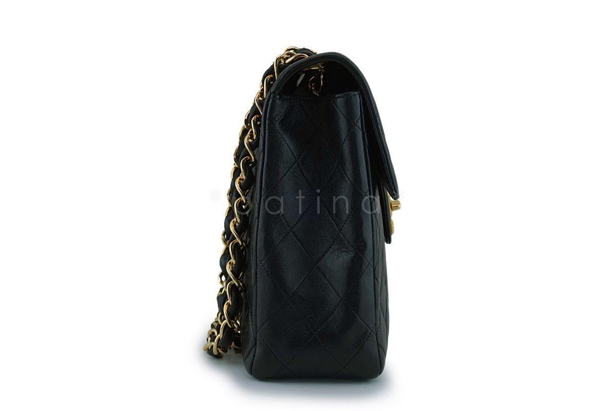 Chanel Black Vintage Lambskin Jumbo Classic Flap Bag 24k GHW