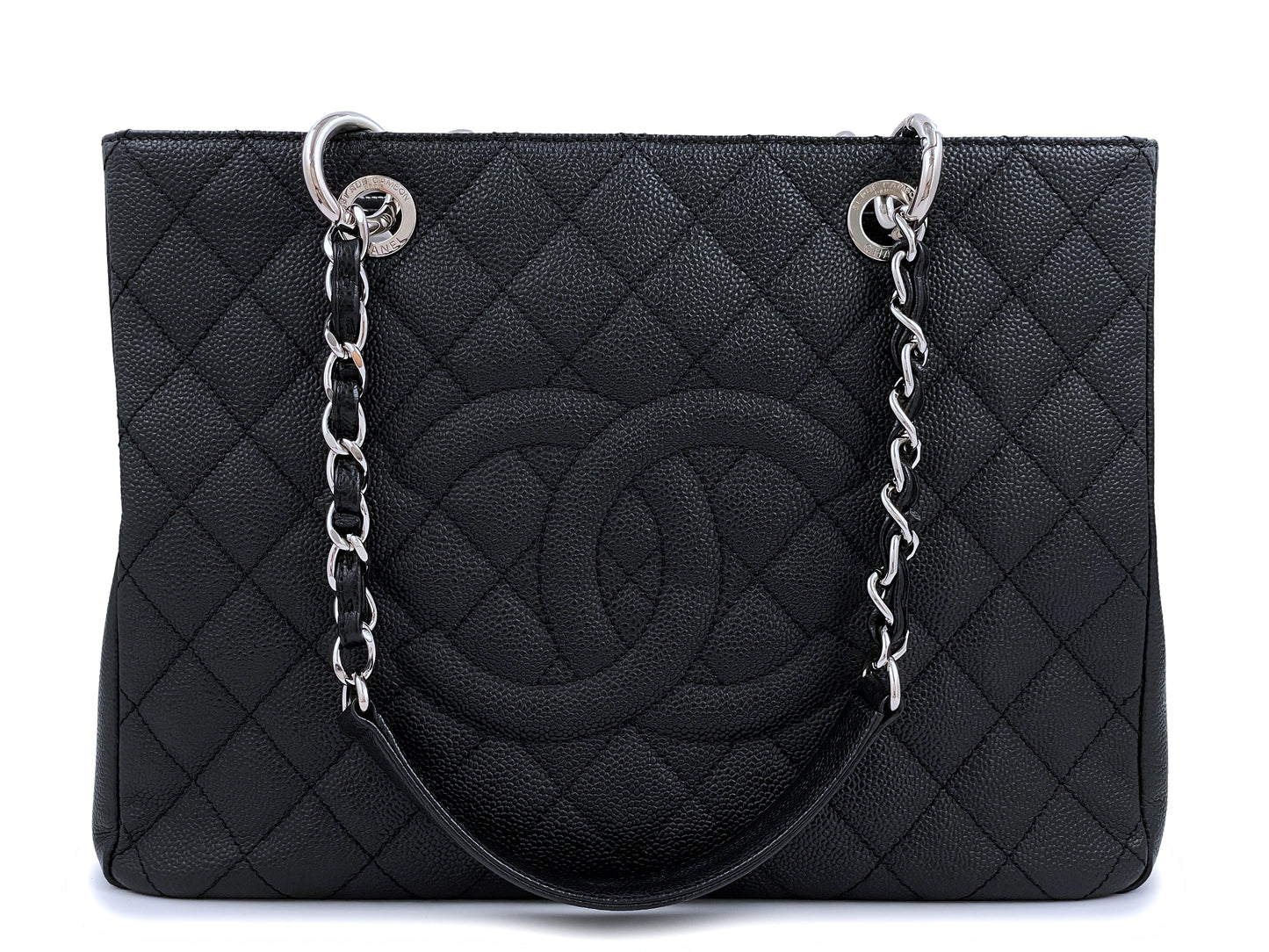 Chanel Black Caviar Grand Shopper Tote GST Bag SHW