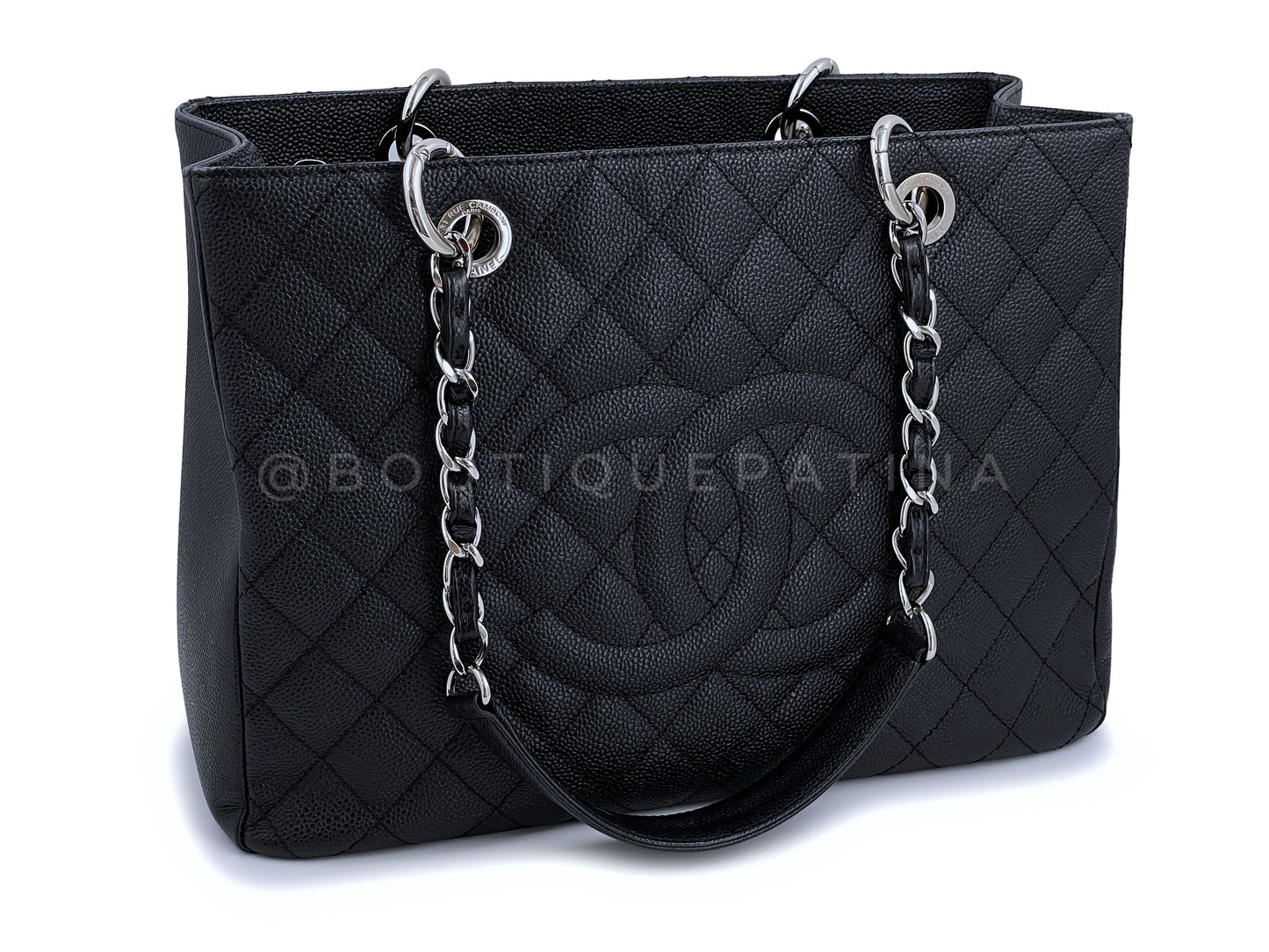 Chanel Black Caviar Grand Shopper Tote GST Bag SHW