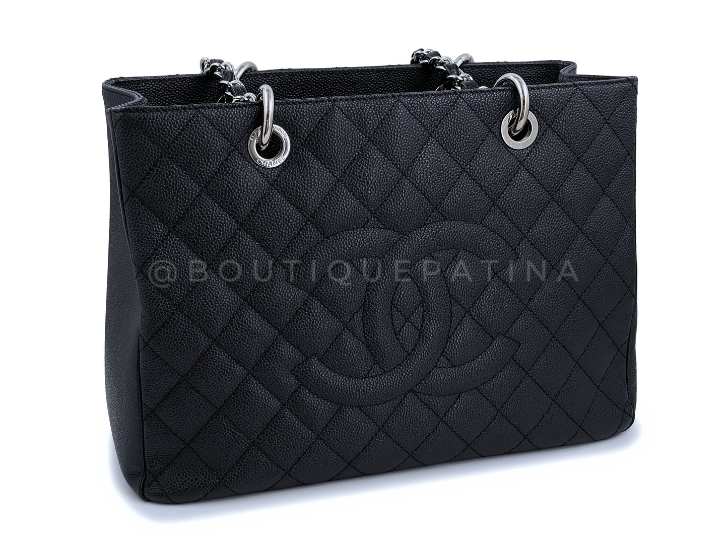 Chanel Black Caviar Grand Shopper Tote GST Bag SHW
