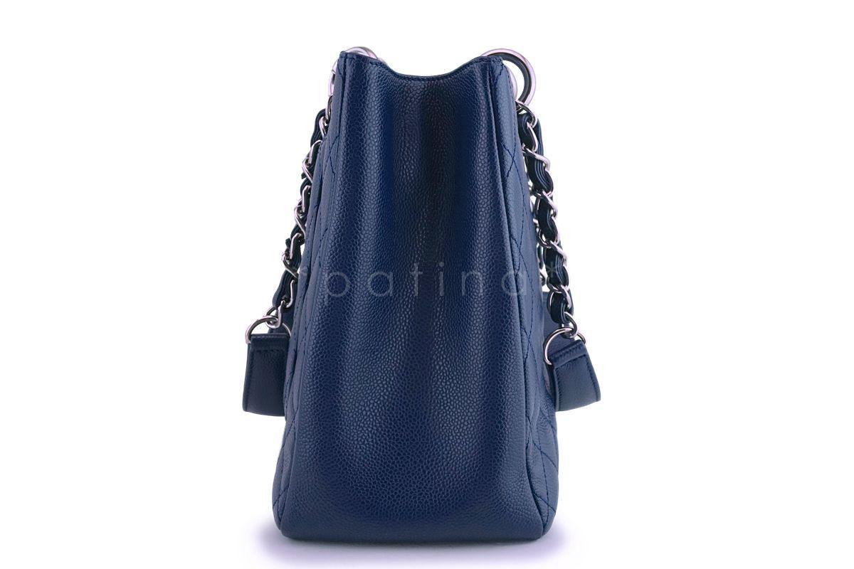 Chanel Navy Blue Caviar Grand Shopper Tote GST Bag SHW