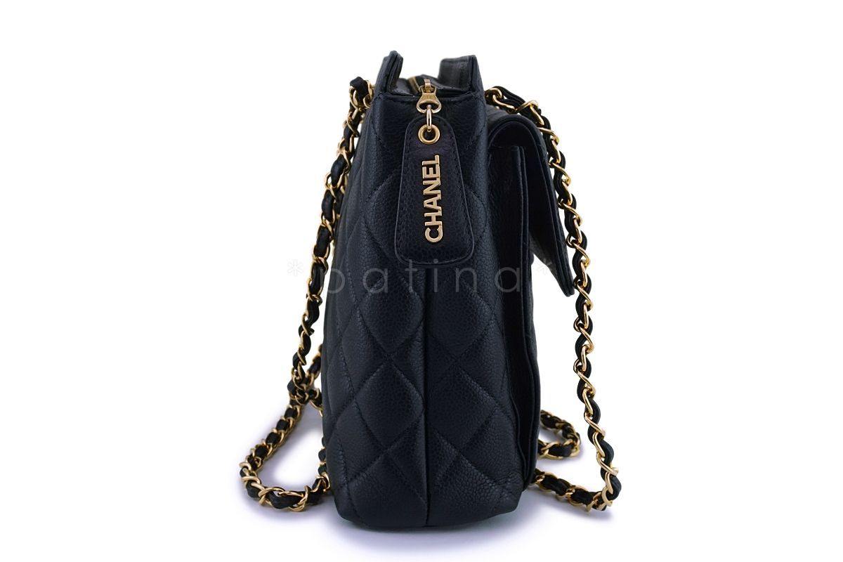 Chanel Vintage Black Caviar Classic Flap Tote Bag 24k GHW