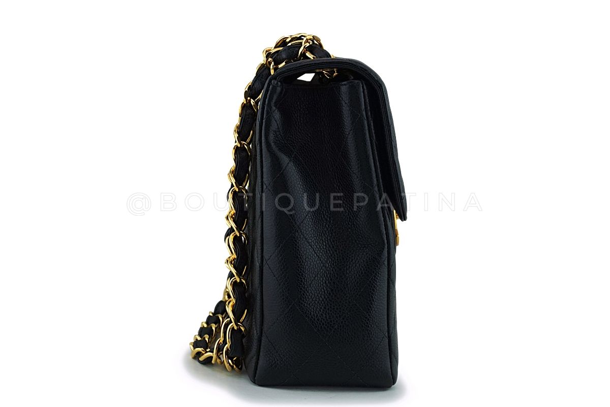 Pristine Chanel 1997 Vintage Black Caviar Jumbo Classic Flap Bag 24k GHW