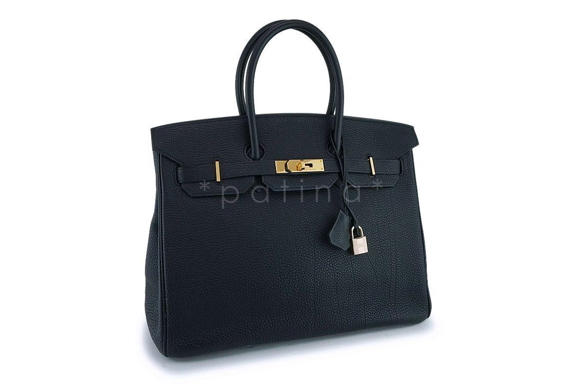 Hermes Black Togo Calfskin 35cm Birkin Tote Bag GHW