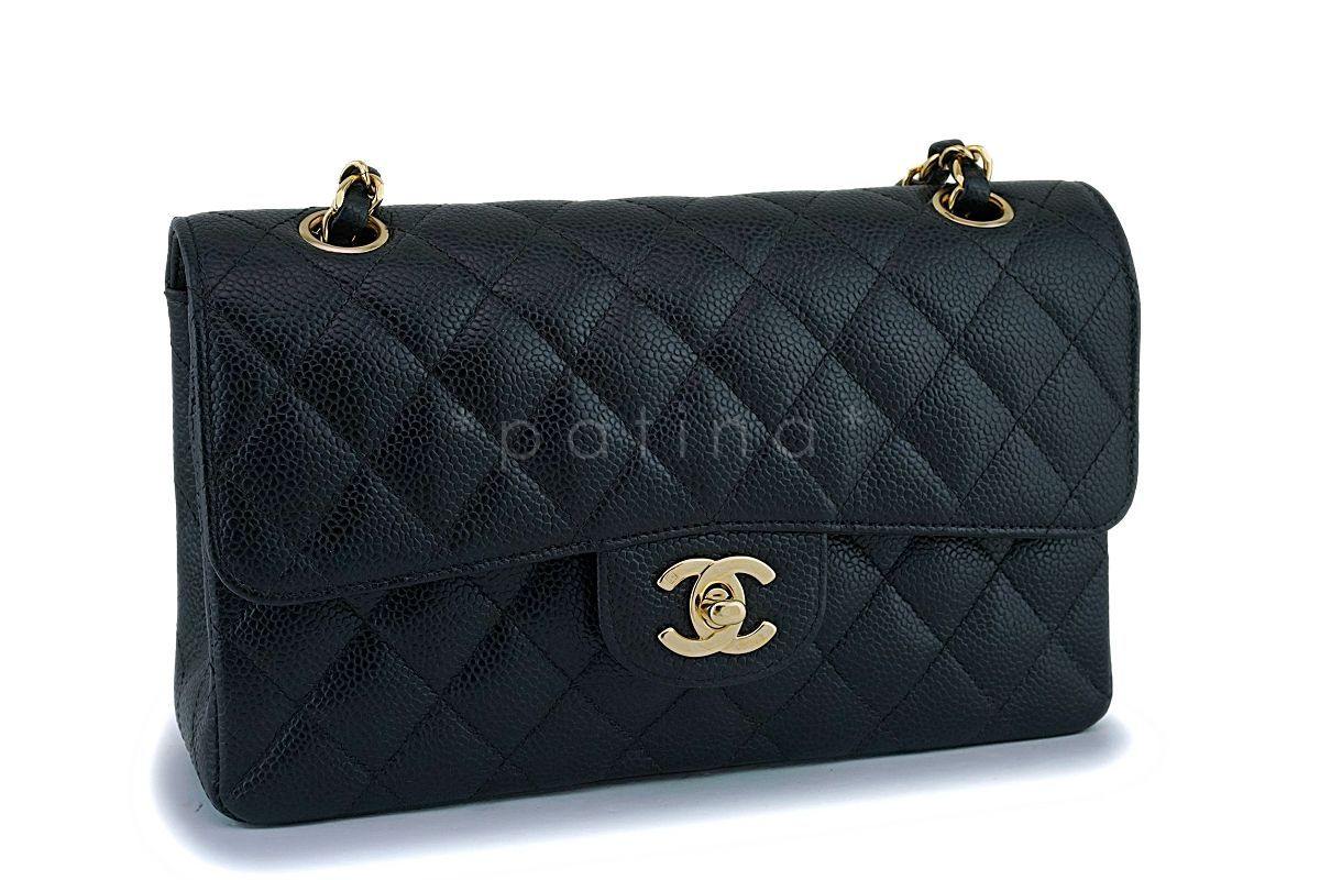 Chanel Black Caviar Small Classic Double Flap Bag 24k GHW
