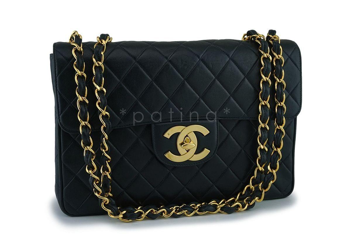 Chanel Vintage Lambskin Jumbo Classic Flap Bag 24k GHW