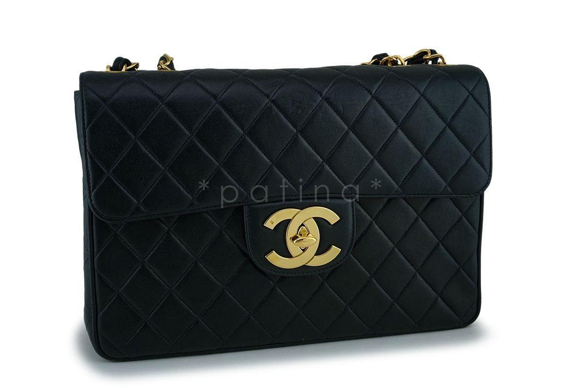 Chanel Vintage Lambskin Jumbo Classic Flap Bag 24k GHW