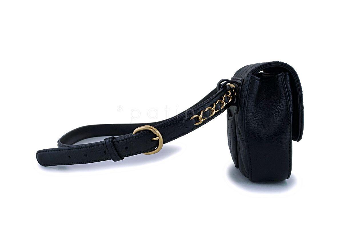 Chanel Black Quilted Infinity Woven Chain Waist Bag Fanny Pack GHW