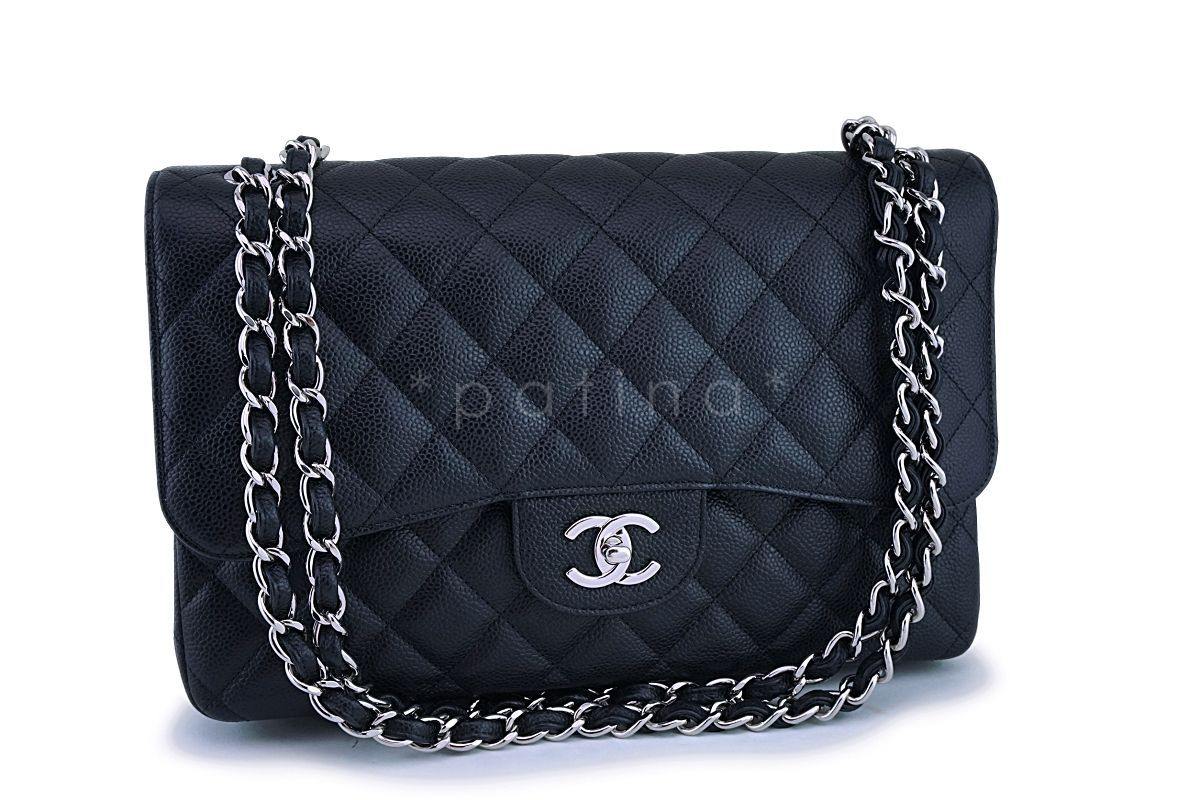 Chanel Black Caviar Jumbo Classic Double Flap Bag SHW