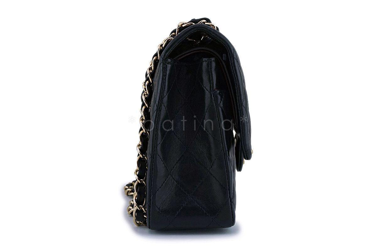 Chanel Black Lambskin Medium Classic Double Flap Bag 24k GHW