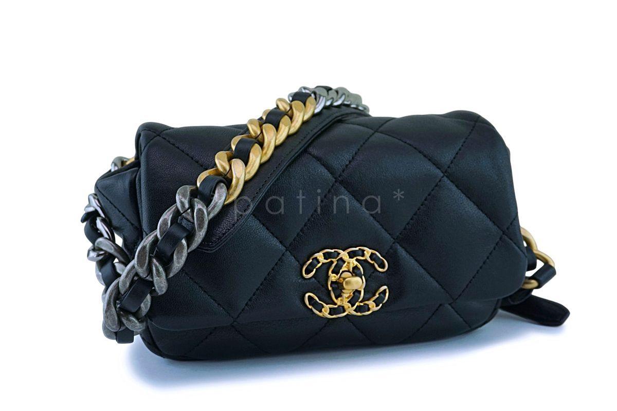 NIB Chanel 20C Black Lambskin Chanel 19 Fanny Pack Belt Bag Limited