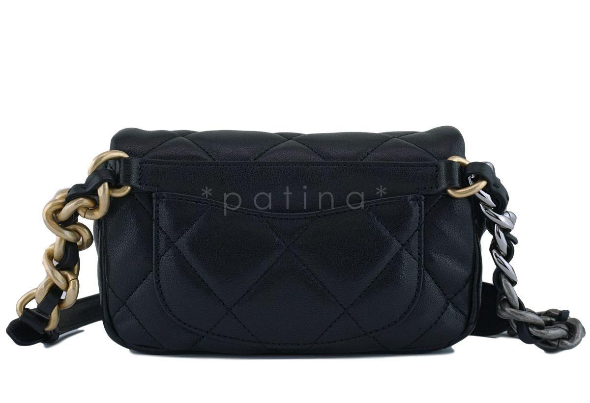 NIB Chanel 20C Black Lambskin Chanel 19 Fanny Pack Belt Bag Limited