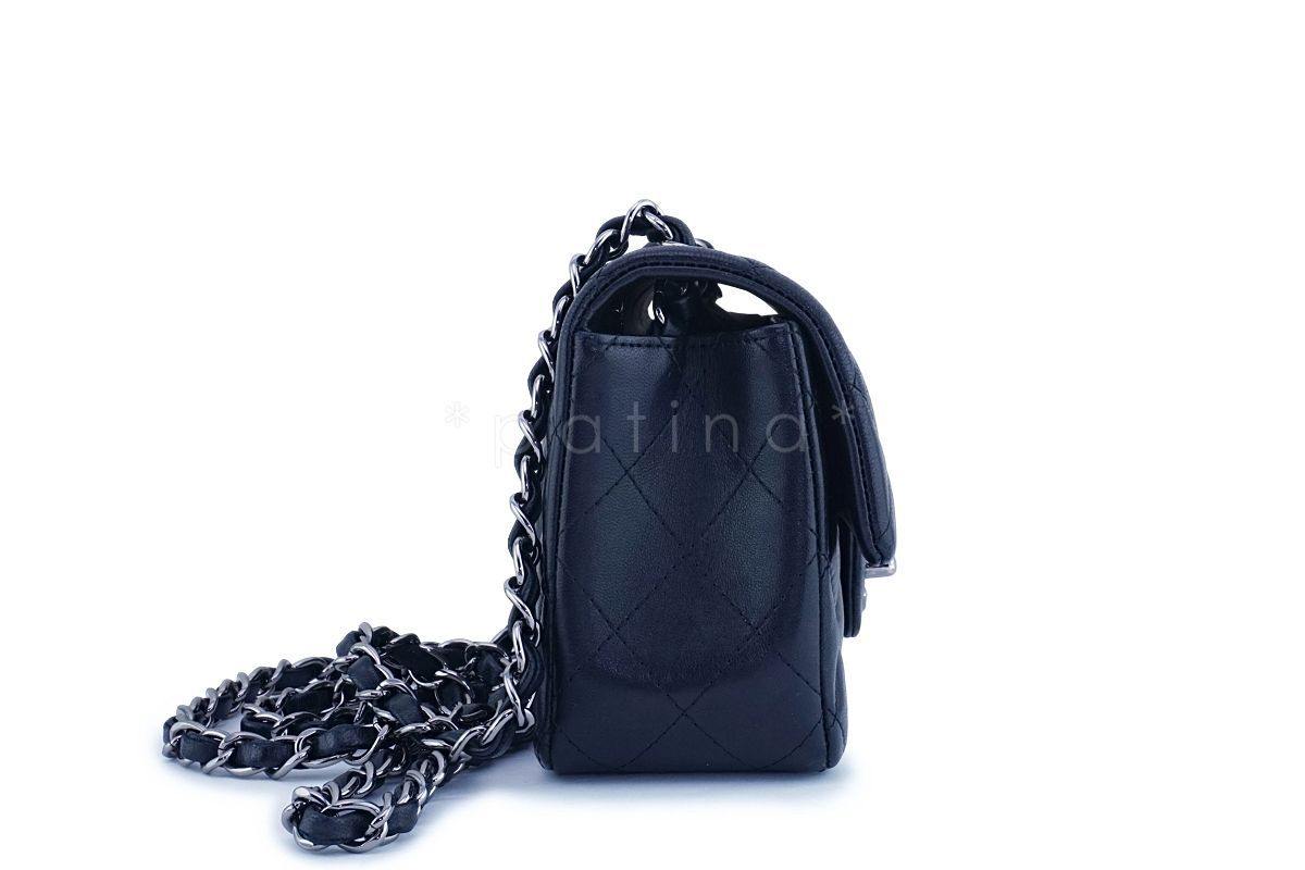 Chanel Black Lambskin Rectangular Classic Flap Bag RHW