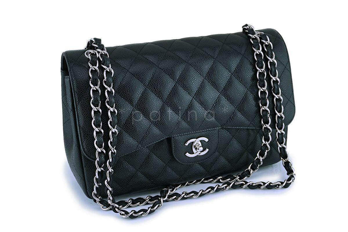 Chanel Black Caviar Jumbo Classic Double Flap Bag SHW