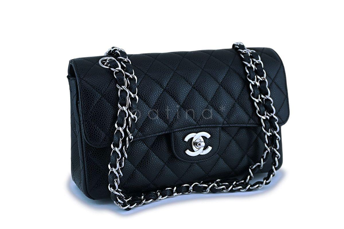 Chanel Black Caviar Small Classic Double Flap Bag SHW