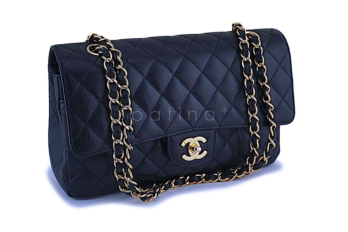 Chanel Black Caviar Medium Classic Double Flap Bag 24k GHW