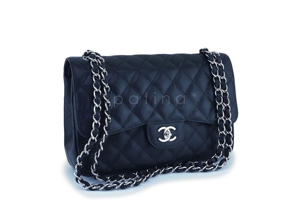 Chanel Black Caviar Jumbo Classic Double Flap Bag SHW