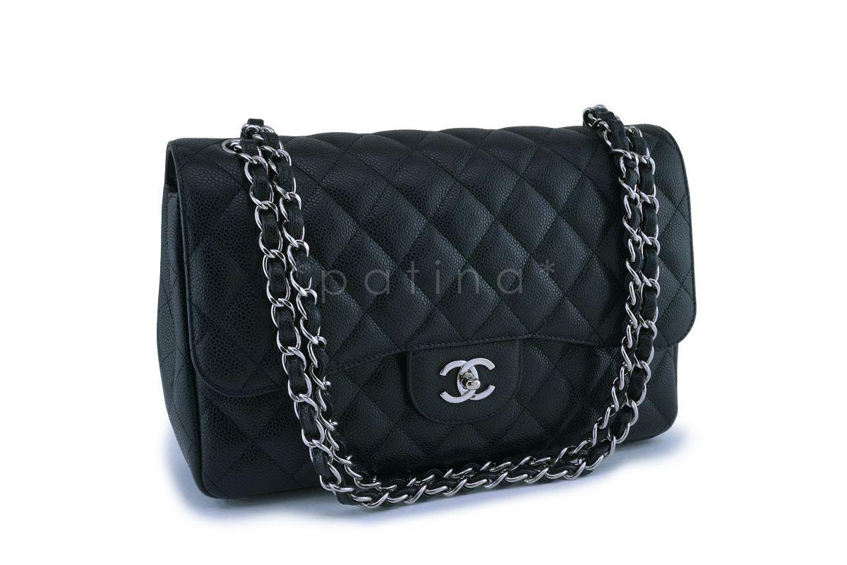 Chanel Black Caviar Jumbo Classic Double Flap Bag SHW