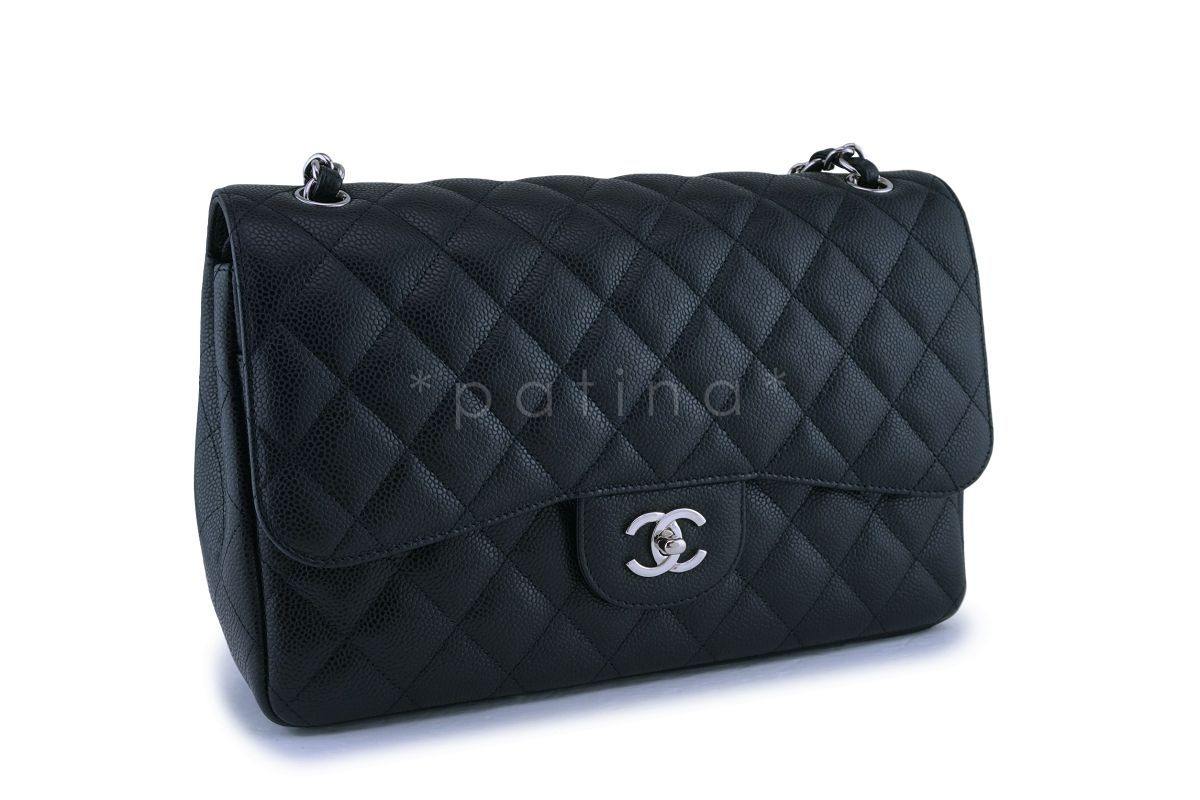 Chanel Black Caviar Jumbo Classic Double Flap Bag SHW