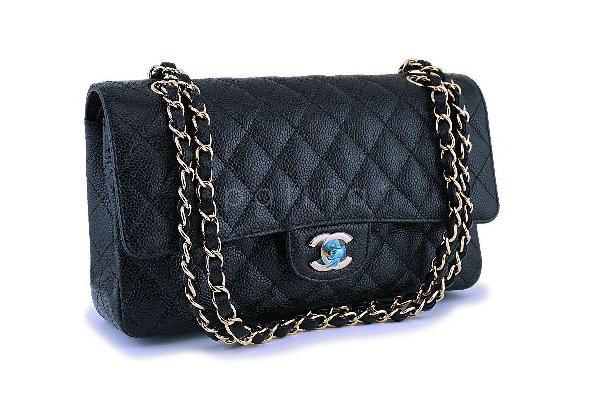 NIB Chanel Black Caviar Medium Classic Double Flap Bag GHW