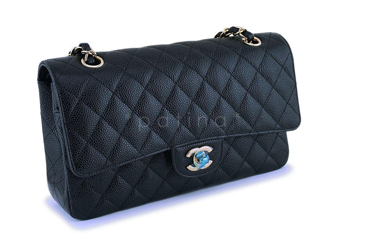 NIB Chanel Black Caviar Medium Classic Double Flap Bag GHW