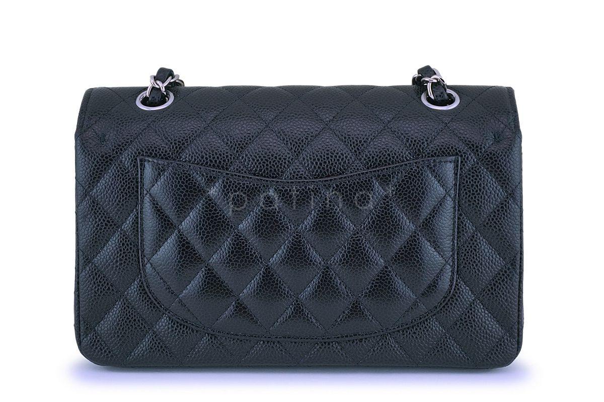 NIB Chanel Black Caviar Small Classic Double Flap Bag SHW