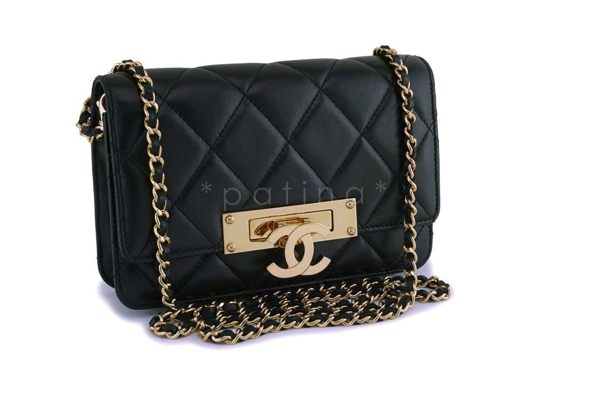 Chanel Black Lambskin Golden Class Wallet on Chain WOC Bag