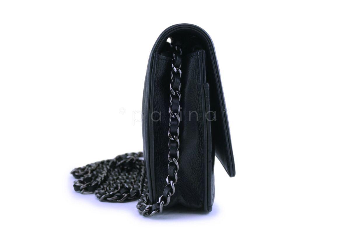 Chanel So Black Lambskin Boy Wallet on Chain WOC Bag