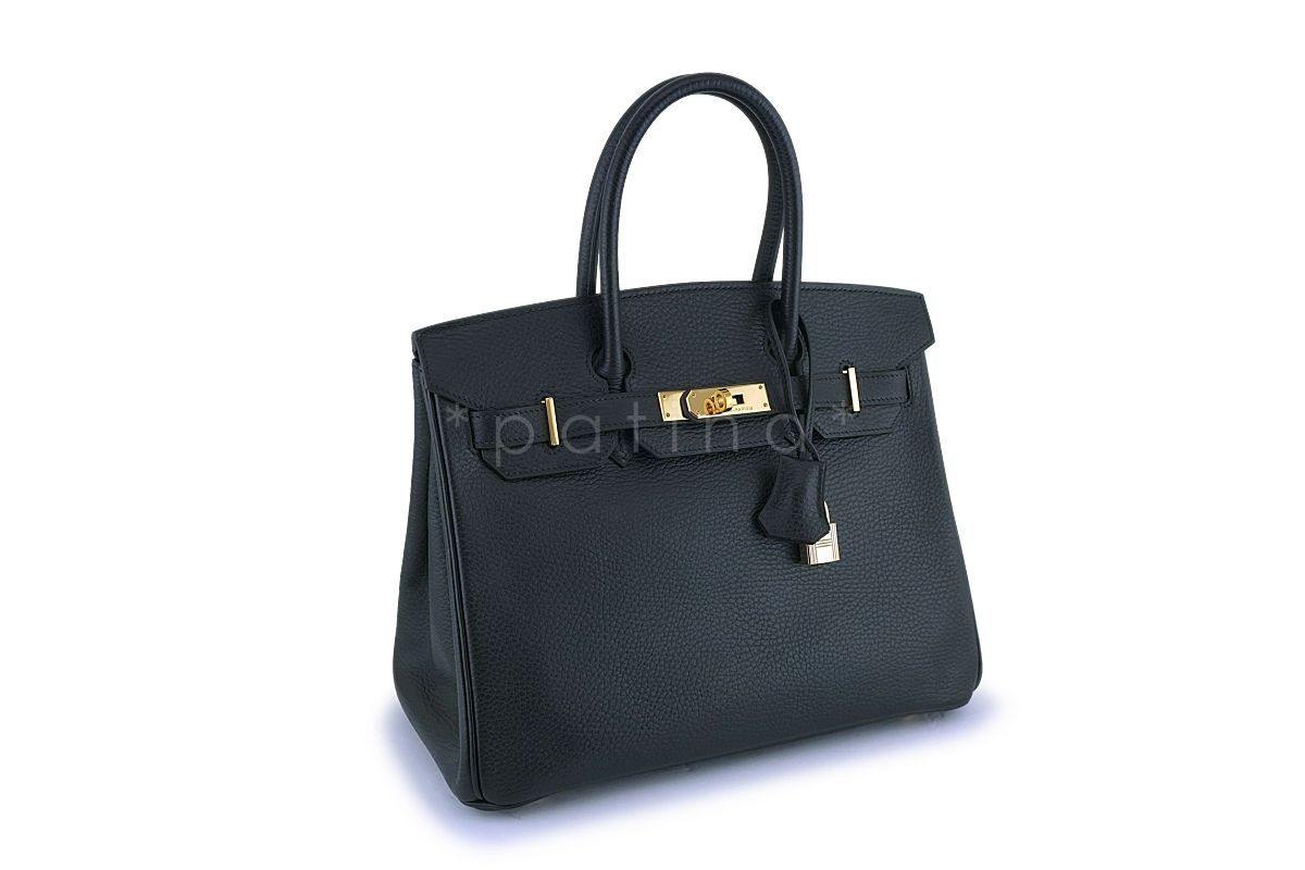 Hermes Black Ardennes 30cm Birkin Tote Bag 24k GHW