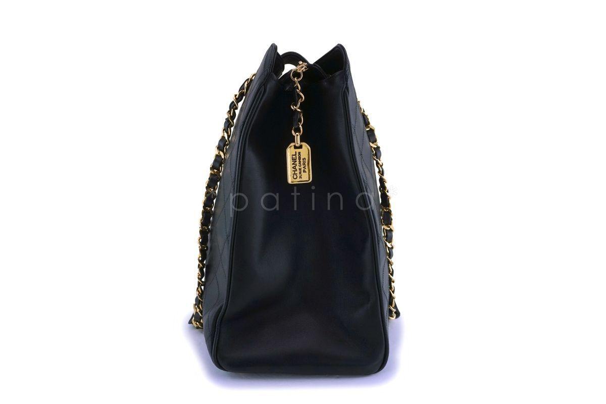 Chanel Vintage Black Weekender Supermodel XL Shopper Tote Bag 24k GHW