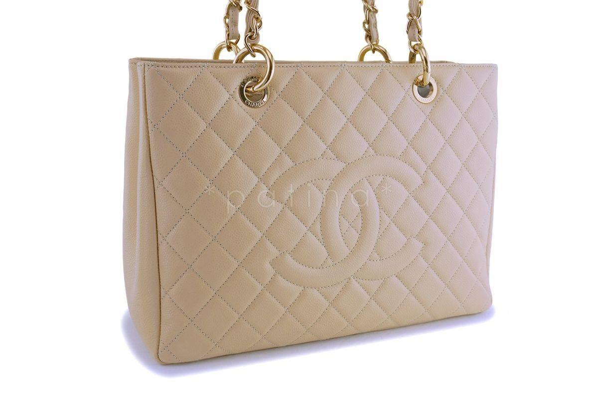 Chanel Beige Caviar Grand Shopper Tote GST Bag GHW