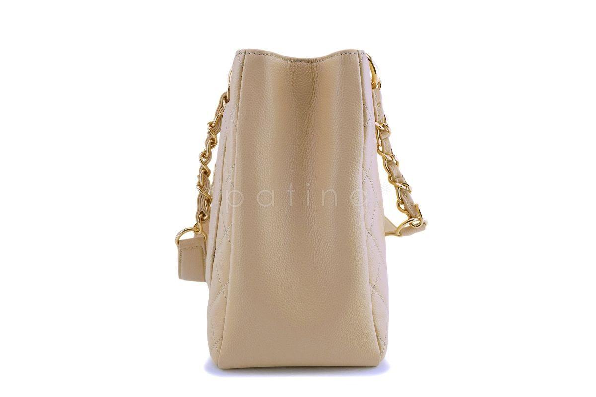 Chanel Beige Caviar Grand Shopper Tote GST Bag GHW