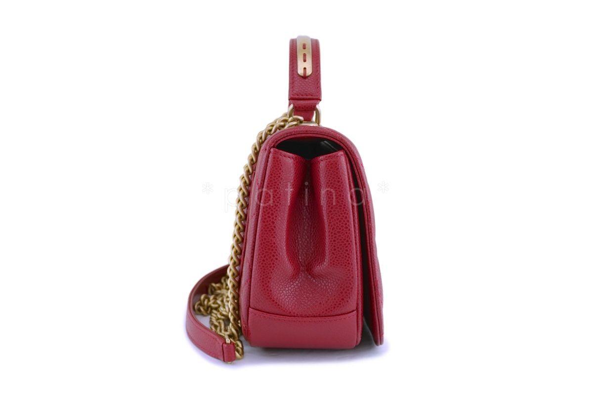 Chanel Red Caviar Classic Top Handle 2-way Shoulder Bag GHW
