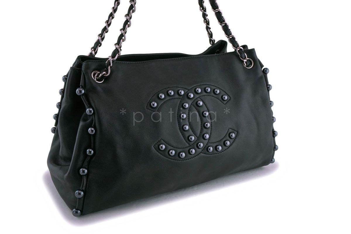 Chanel Black Soft Lambskin Pearl Obsession Tote Bag SHW