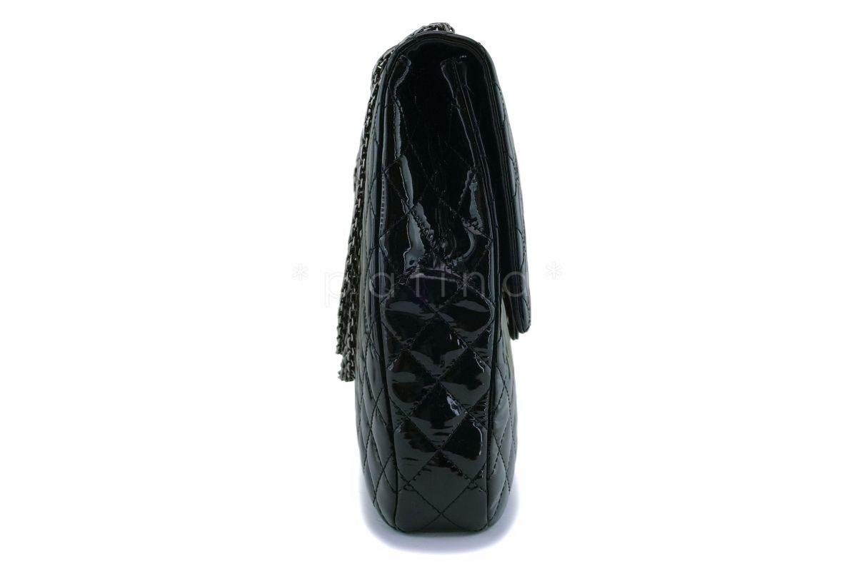 Chanel Oversized Black Patent Classic Reissue XL Flap Bag RHW