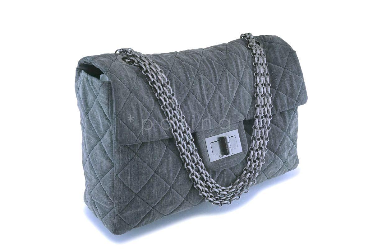 Rare Chanel Gray XXL Supermodel Reissue Flap Bag RHW