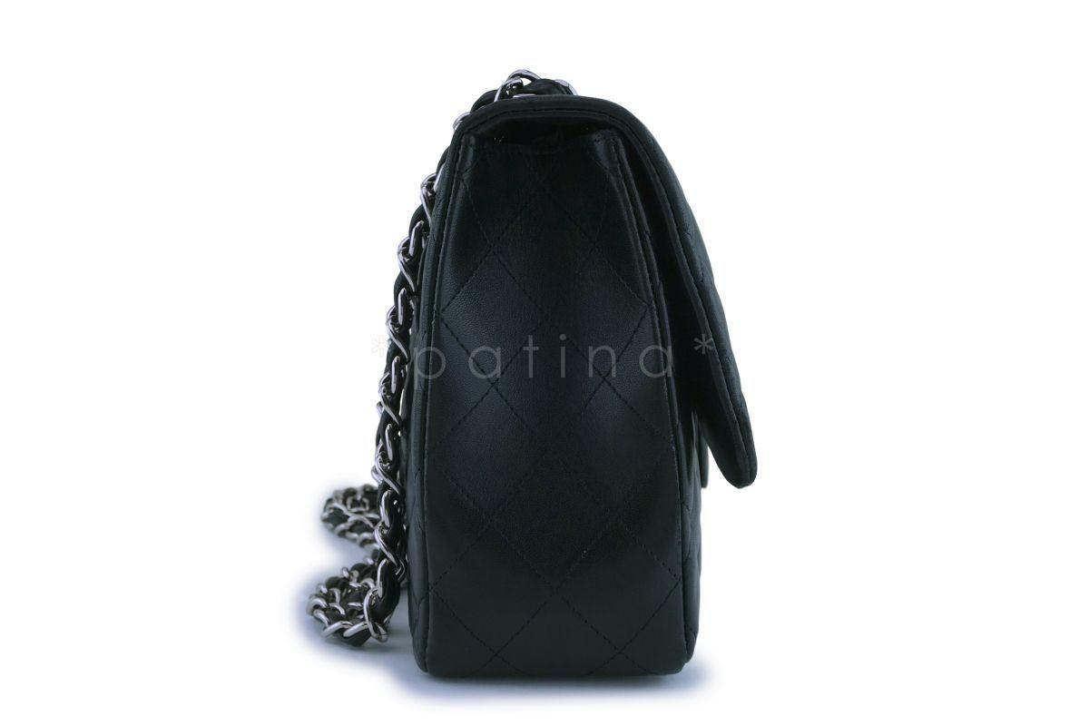 Chanel Black Lambskin Jumbo Classic Flap Bag SHW