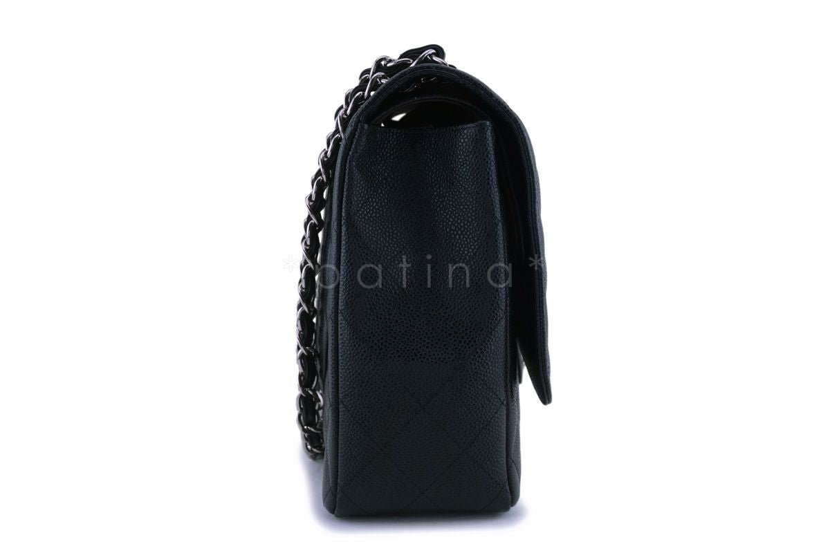 Chanel Black Caviar Maxi Classic Double Flap Bag SHW