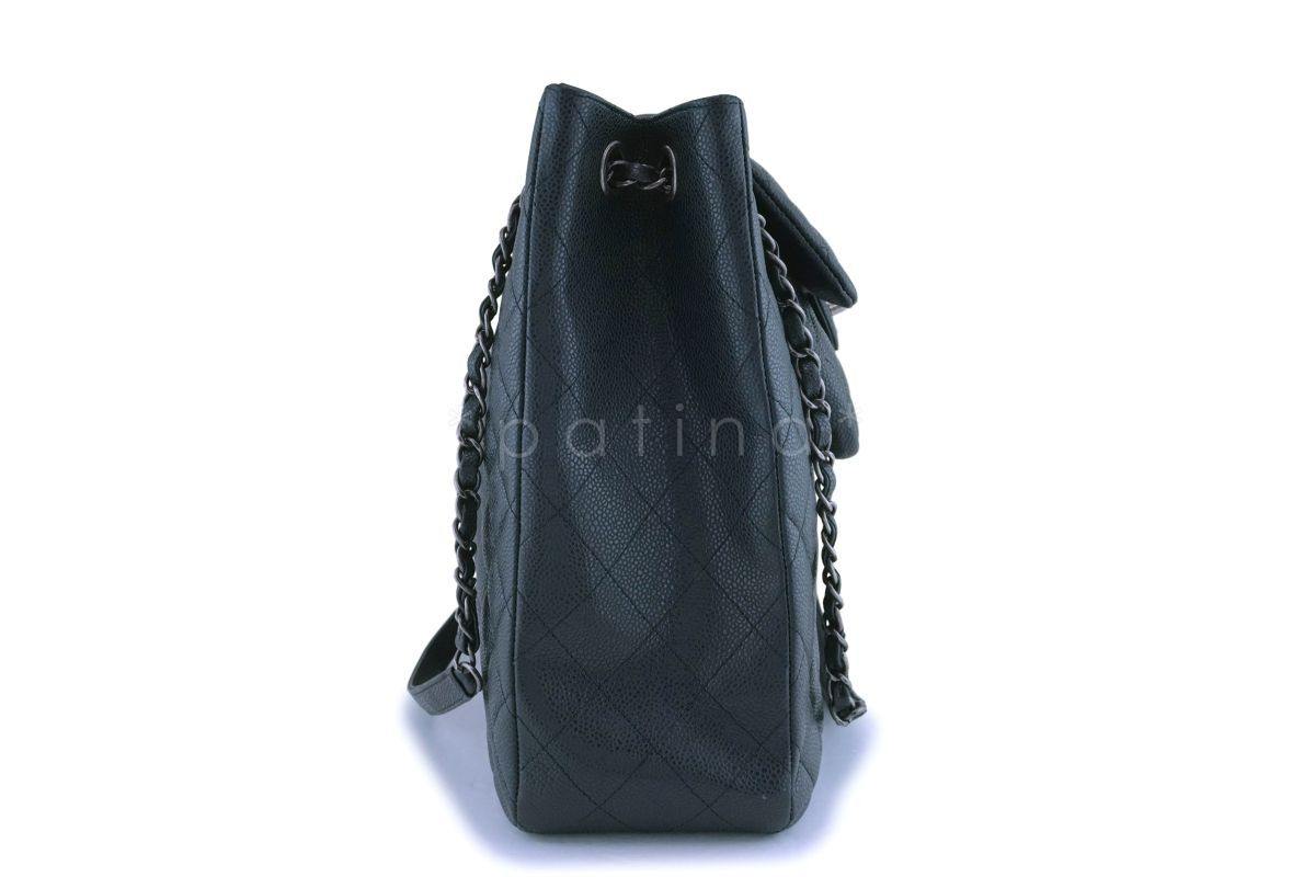 Chanel Charcoal Gray Caviar Classic Flap Timeless Tote Bag