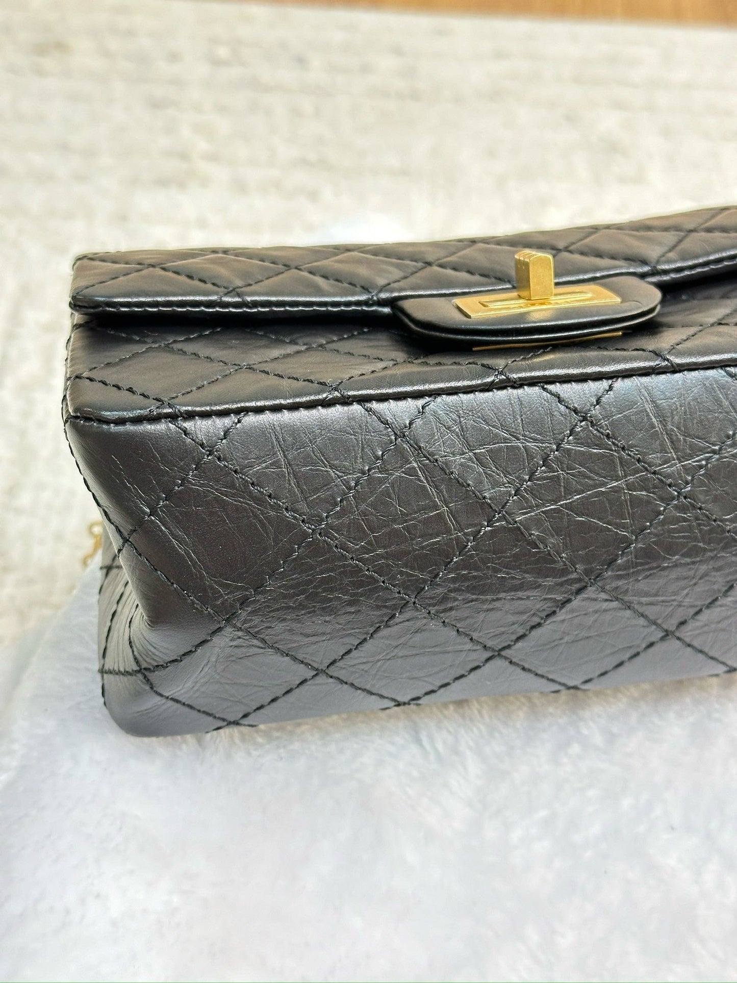 Chanel Mini Aged Calfskin Quilted 2.55 Reissue Flap Black Bag