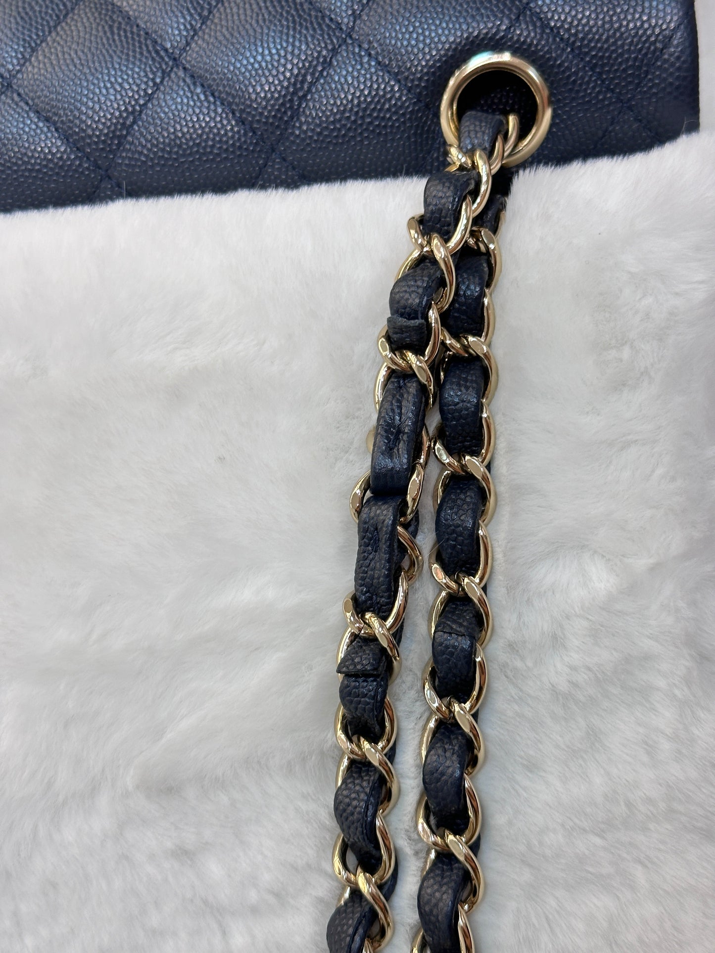 CHANEL Caviar Quilted Medium Double Flap 18B Navy